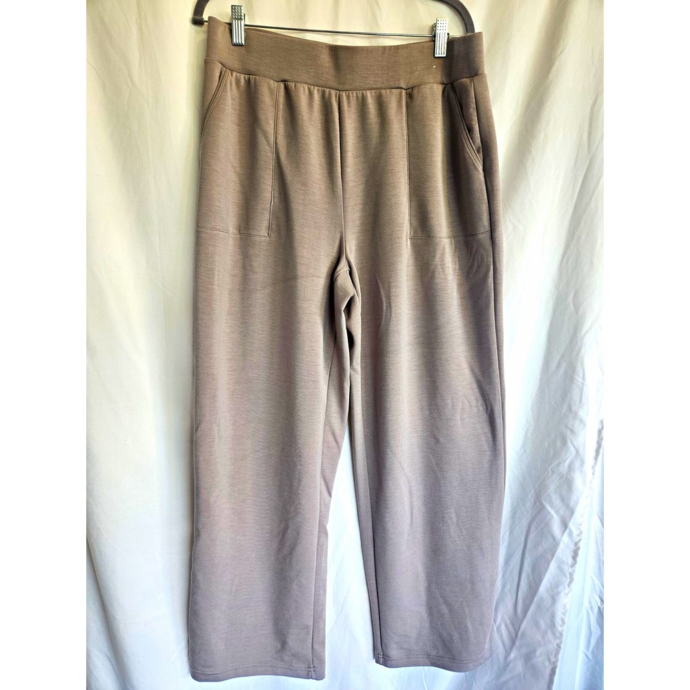 Mondetta Ultra Soft Wide Leg Pants Womens L  Taupe Tencel Modal Pull On